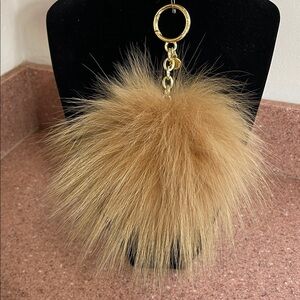 Fluffy Tan Keychain/Bagcharm Pom Pom
